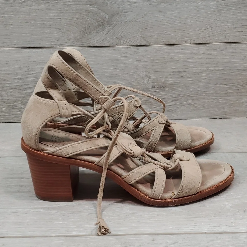Frye Womens Gladiator Brielle Heels Suede Sandals shoes sz 8.5M